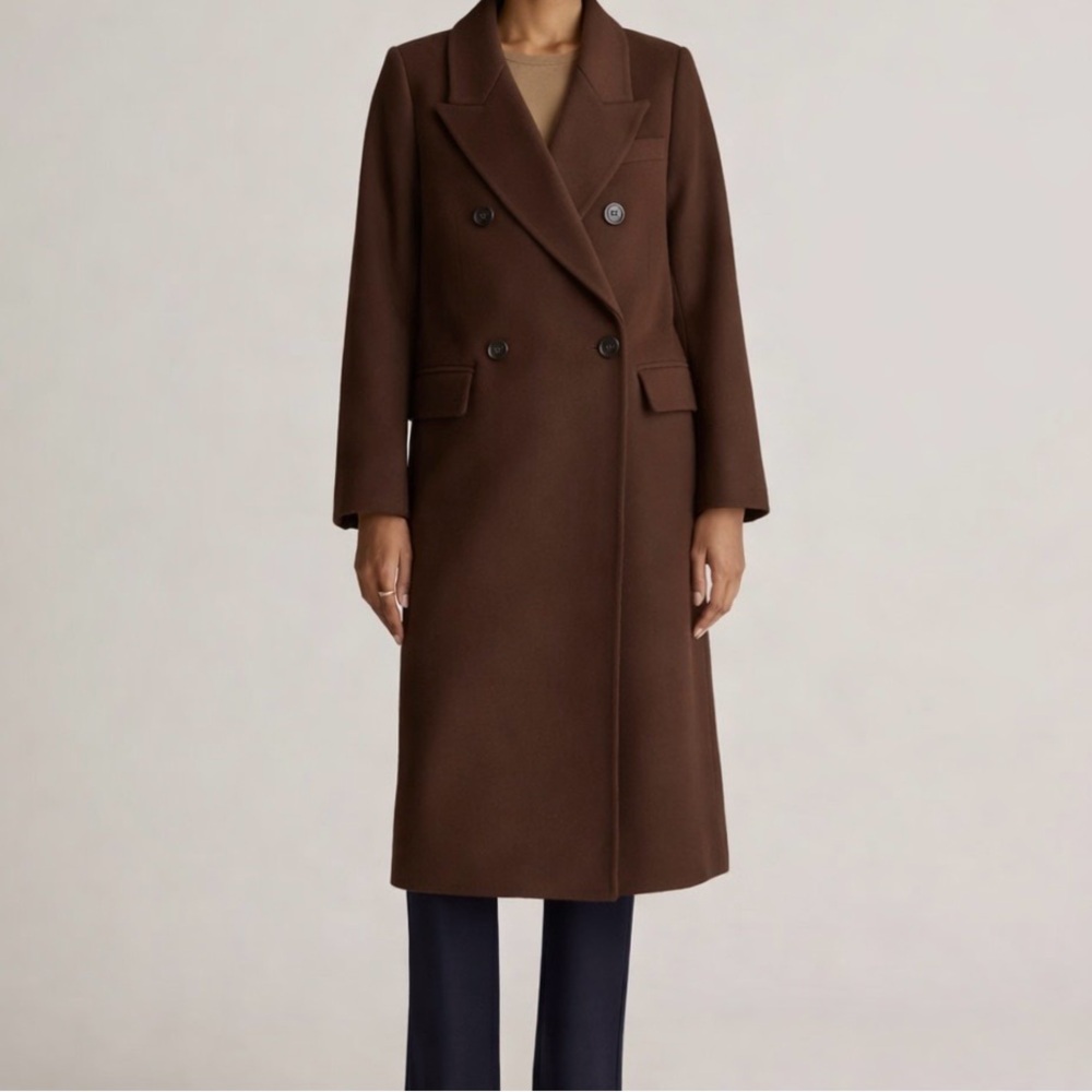 Quince Italian Wool Double Breasted Coat  in Chocolate (Size Medium)
